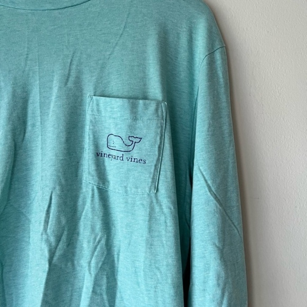 Vineyard Vines Long Sleeve Pocket Tee in Aqua